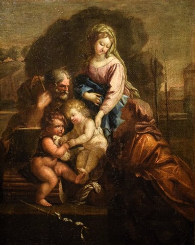 Sainte Famille avec saint Jean-Baptiste enfant et sainte Élisabeth.